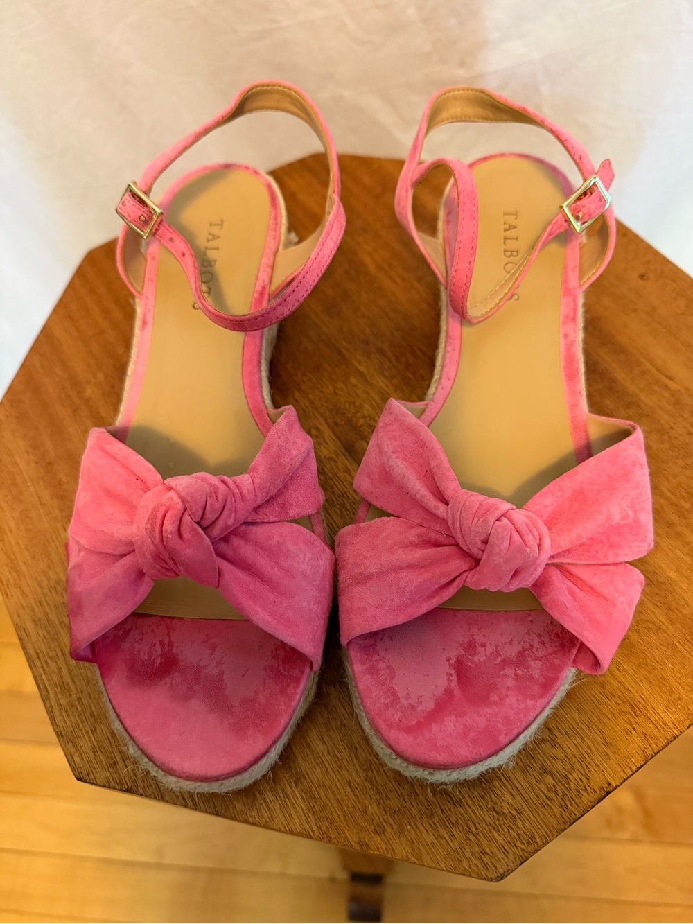 Talbots Pink Knotted Suede Wedge Sandals